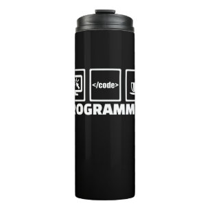 Bouteilles Isothermes Programmeur Écrire Code Et Boire Café