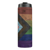 Bouteilles Isothermes Progrès Fierté Drapeau LGBT Wood Grain Nom personn (Devant)