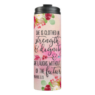 Bouteilles Isothermes Proverbes pour femmes Écriture rose florale