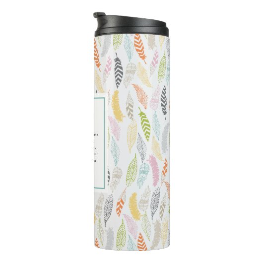 Bouteilles Isothermes Psaume 91:4 Écriture et conception de plume (Tourné sur la droite)