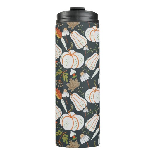 Bouteilles Isothermes Pumpkin seamless pattern floral black and white (Devant)