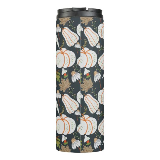 Bouteilles Isothermes Pumpkin seamless pattern floral black and white (Dos)