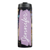 Bouteilles Isothermes Purple Floral Ajouter Nom Cadeau personnalisé (Devant)