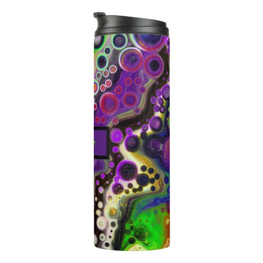 Bouteilles Isothermes Purple personnalisé, Vert citron, Art Fluide Noir (Tourné sur la droite)