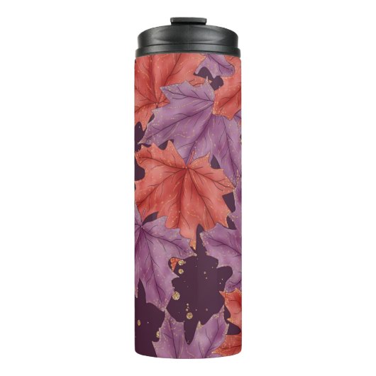BOUTEILLES ISOTHERMES PURPLE & RED AUTUMN MAPLE FEUILLES (Devant)