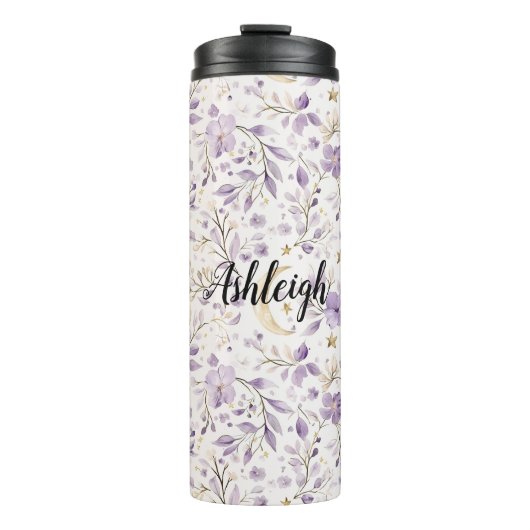 Bouteilles Isothermes Purple White Moons & Stars Floral (Devant)