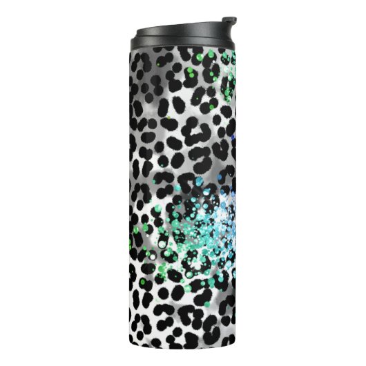 Bouteilles Isothermes *~* QR Parties scintillant Animal Leopard Spots mo (Tourné sur la gauche)