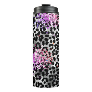 Bouteilles Isothermes *~* QR Parties scintillant rose animal léopard Mot