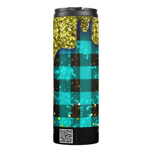 Bouteilles Isothermes *~* QR SWAG Rustic Christmas Gold Drip Plaid Thers (Dos)