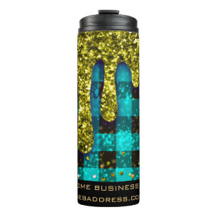 Bouteilles Isothermes *~* QR SWAG Rustique Christmas Gold Drift Plaid