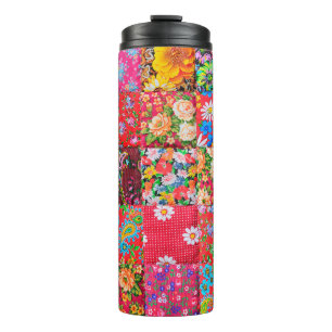 Bouteilles Isothermes Quillette patchwork artisanale avec motif floral e