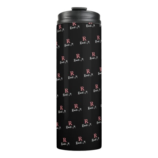 Bouteilles Isothermes R personnalisé Monogramme rose Timoté alliage noir (Devant)