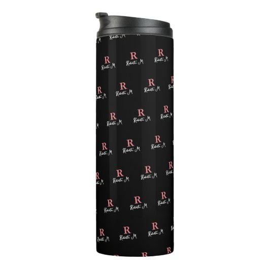 Bouteilles Isothermes R personnalisé Monogramme rose Timoté alliage noir (Tourné sur la droite)