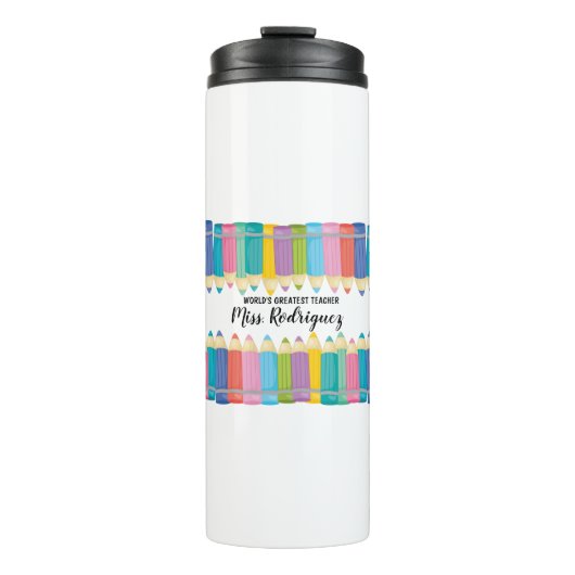 Bouteilles Isothermes Rainbow Crayons Mondes Meilleur Enseignant Coffee (Devant)