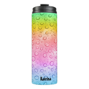 Bouteilles Isothermes Rainbow moderne Raindrops Nom personnalisé