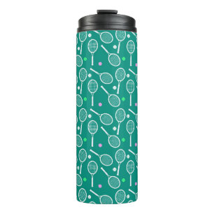 Bouteilles Isothermes Raquette de tennis blanc et Motif de balle vert
