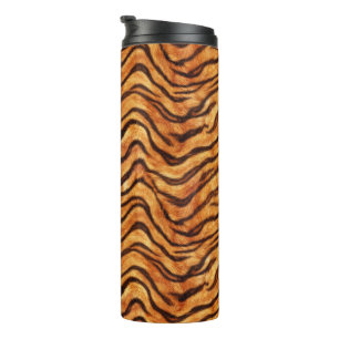Bouteilles Isothermes Rayures de tigre ondulées sauvages orange brun fon