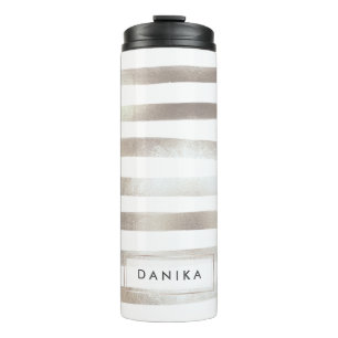 Bouteilles Isothermes Rayures métalliques/argentées de Faux de