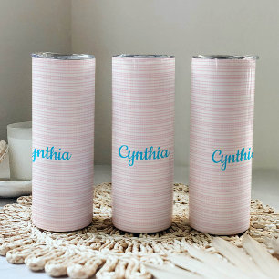 Bouteilles Isothermes Rayures roses et blanches au carré
