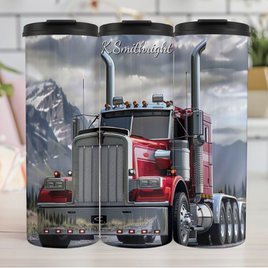 Bouteilles Isothermes Red Chrome Semi Truck Mountain Road