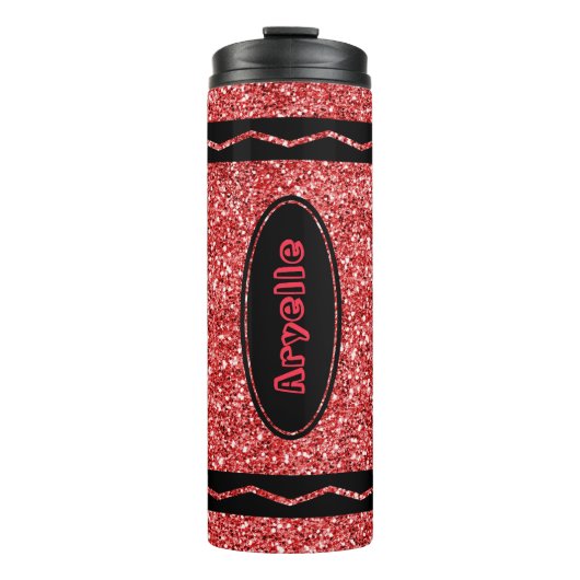 Bouteilles Isothermes Red Glitter Crayon Custom Name Hot Drink Tumbler (Devant)