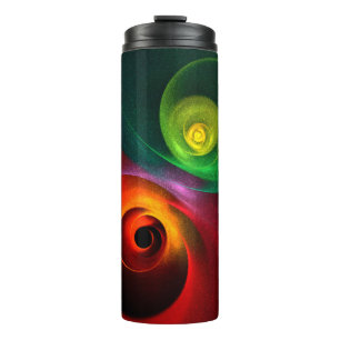 Bouteilles Isothermes Red Green Yin Yang Moderne Motif d'art Abstrait #2