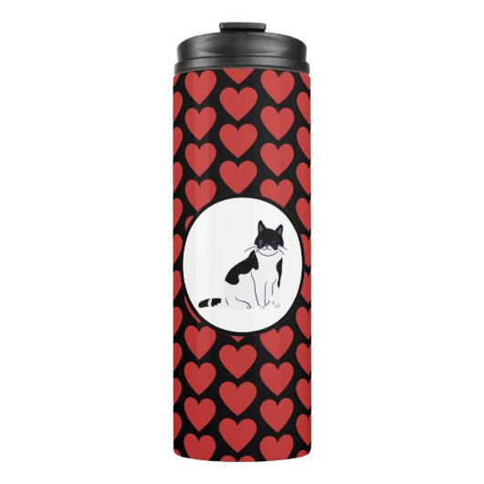 Bouteilles Isothermes Reine des coeurs rouges chat noir blanc (Devant)