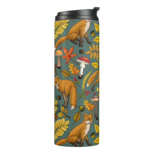 Bouteilles Isothermes Renard d'automne sur pin vert (Tourné sur la gauche)