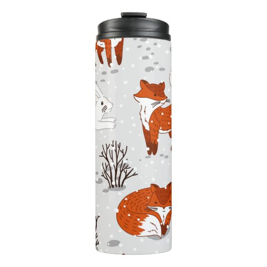 Bouteilles Isothermes Renards d'hiver Bunny Motif sans couture (Devant)