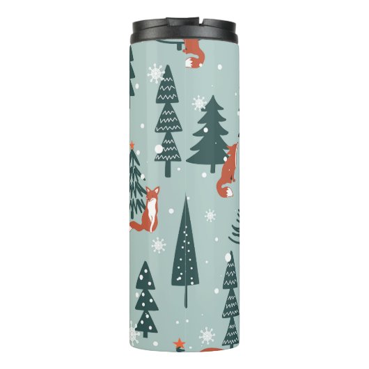 Bouteilles Isothermes Renards, sapins, hiver, motif coloré (Dos)