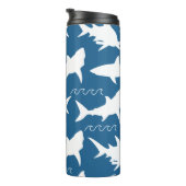 Bouteilles Isothermes Requins blancs et vagues bleu océan | Personnalisé (Tourné sur la droite)