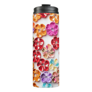 Bouteilles Isothermes Ressort tissu cousu artisanal Fleurs Multicolor