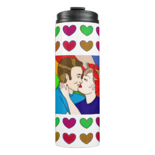 Bouteilles Isothermes Retro 1950 Style Pop Art Couple Kissing Brunette