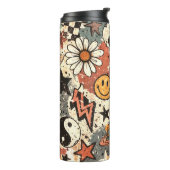 Bouteilles Isothermes Retro 90s Psychedelic Doodle Pattern with Yin Yang (Tourné sur la gauche)