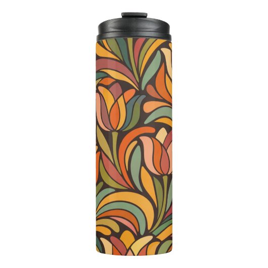 Bouteilles Isothermes Retro Abstract Tulip Floral Pattern (Devant)