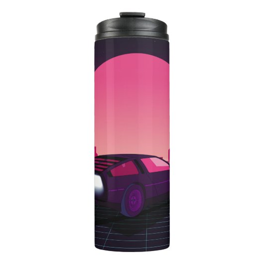 Bouteilles Isothermes Retro future. 80s style sci-fi background with sup (Devant)