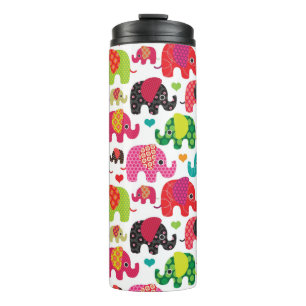Bouteilles Isothermes rétro papier peint de motif d'enfants d'éléphant
