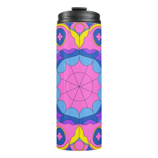 Bouteilles Isothermes Retro Psychedelic Geometric Mandala Pattern (Devant)