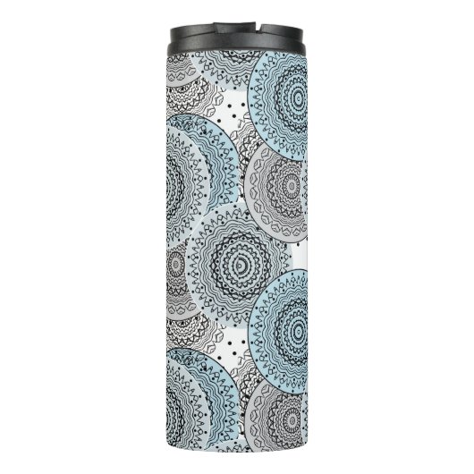 Bouteilles Isothermes Rétro, rétro motif, bleu et gris, élégant (Dos)