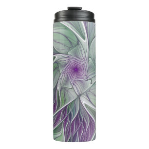 Bouteilles Isothermes Rêve de fleurs, Abstrait violet vert Fractal Art