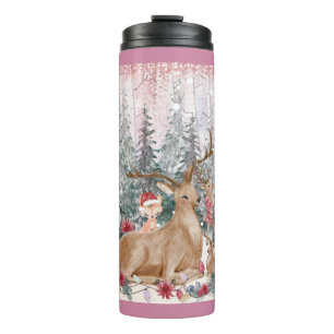 Bouteilles Isothermes Rinder d'aquarelle rose, Snowman Joyeux Noël