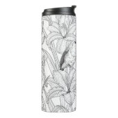 Bouteilles Isothermes Robins et fleurs de lys, noir et blanc (Tourné sur la gauche)