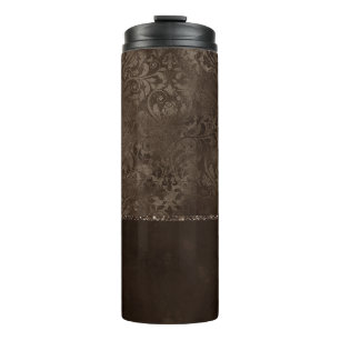 Bouteilles Isothermes Romance en bronze de minuit   Satiny Grunge Damask
