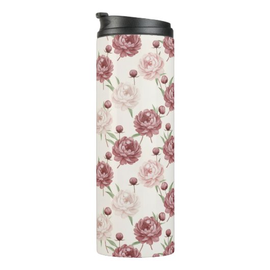 Bouteilles Isothermes Romantic Blush & Burgundy Peony Floral Pattern (Tourné sur la droite)