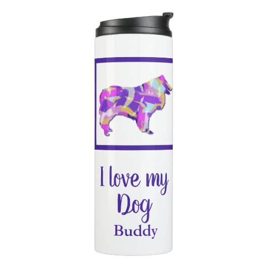 Bouteilles Isothermes Roough Collie mignon chien Silhouette Purple PY&B (Tourné sur la gauche)