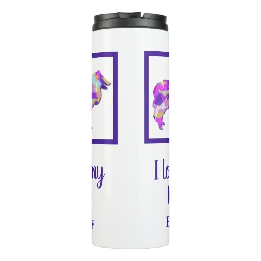 Bouteilles Isothermes Roough Collie mignon chien Silhouette Purple PY&B (Dos)