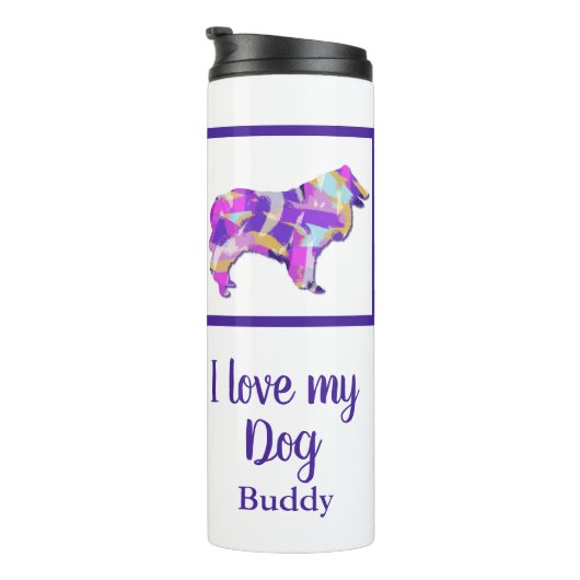 Bouteilles Isothermes Roough Collie mignon chien Silhouette Purple PY&B (Tourné sur la droite)