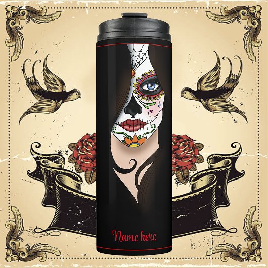 Bouteilles Isothermes Rosa Sugar Skull Portrait