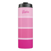 Bouteilles Isothermes Rose chaud vif | Ombre Stripes avec script (Devant)