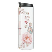 Bouteilles Isothermes Rose d'aquarelle Wreath personnalisée | BLANCHE (Tourné sur la droite)